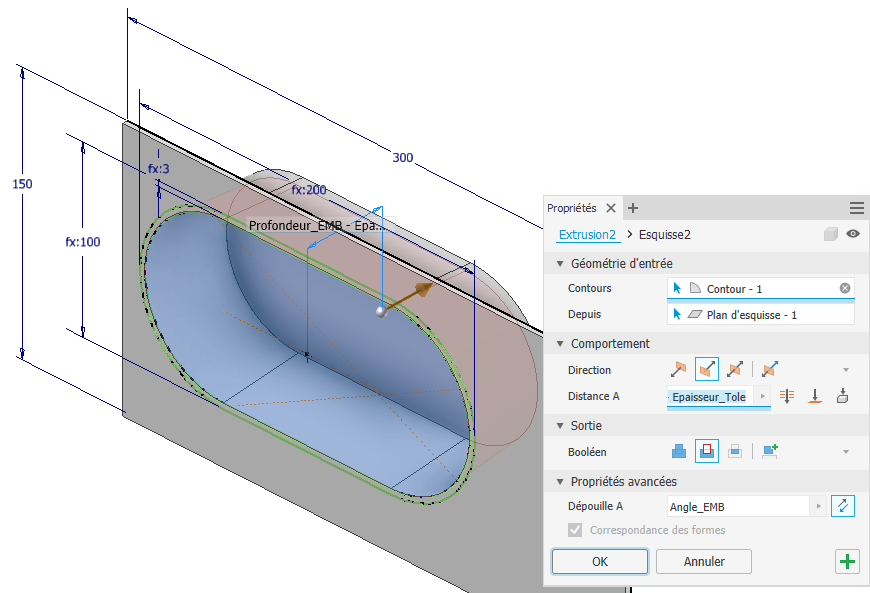 Fonction extrusion en cavité