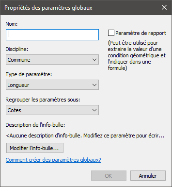 propriétés des paramètres globaux