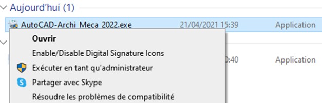 autocad exécuter en tant qu'administrateur