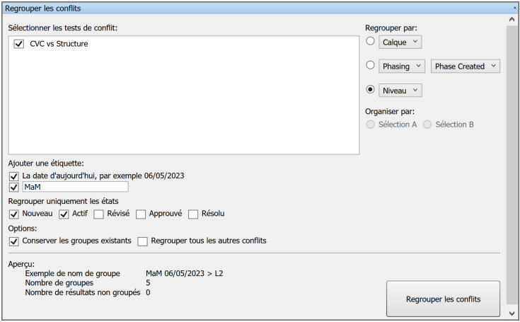 Regroupement des conflits dans Naviswork 1