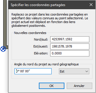 Spécifier les coordonnées partagées