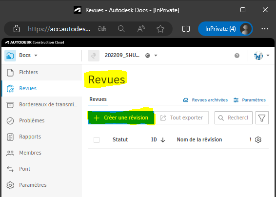 Créer une révision ACC