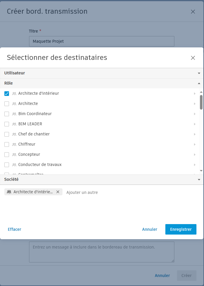 Sélectionner des destinataires