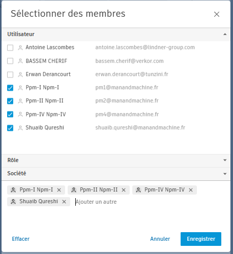 Sélectionner des membres ACC