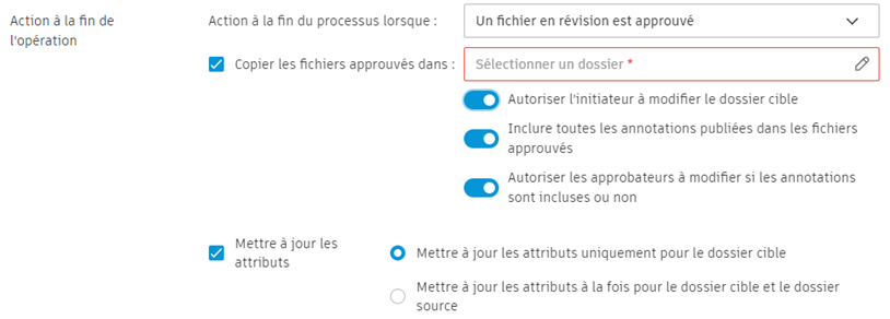 Action à la fin de l'opération ACC