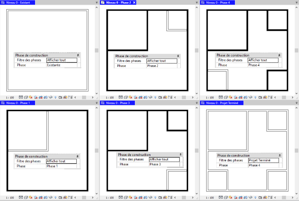 Selon la phase et le filtre de vue